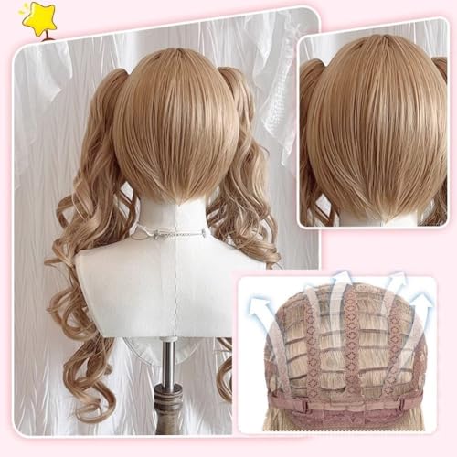 Perruques De Cosplay Double Queue De Cheval Frange Adorables Longues
