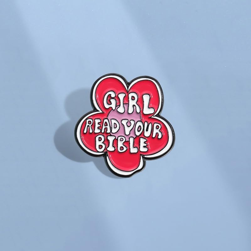 Girl Read Your Bible Enamel Pin, Christian Inspirational Metal badge Brooch for Women