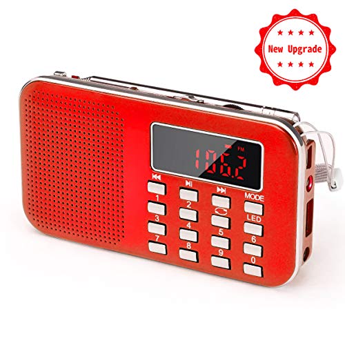 PRUNUS J-908 Mini Portable Pocket AM FM Radio with LED Flashlight, Digital Radio