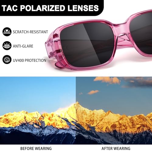 Image of HAOLOTA Polarized Sunglasses Over Glasses Women Wrap-Around Glasses Small Shapes Driving Fishing UV400 Protection