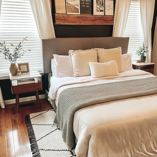 Nathan James Mid-Century James Faux White Marble Accent Side or End Table with Walnut Finish and Marble Table-top with Storage, White/Brown, Set of 2