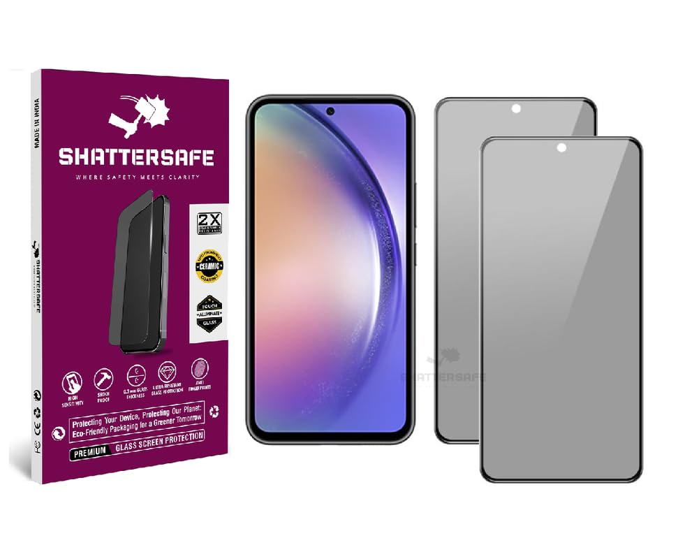 Image of Anti-Spy Privacy Tempered Glass Compatible For Samsung Galaxy A54 [Pack of 2]. 9H Hardness, Anti-Scratch, Edge-to-Edge Protection With Easy Installation Kit & Case Friendly Fit.