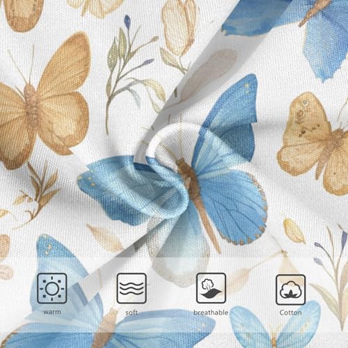 Wusikd Watercolor Blue Girls' Underwear Cotton Brown Butterfly Girls Briefs Soft Toddler Underwear 2T3
