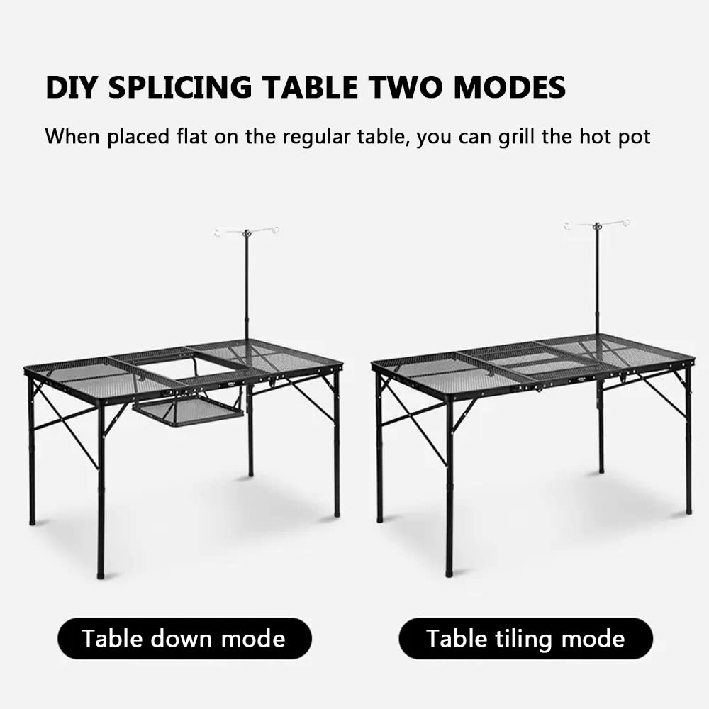 WolFum Klappbarer tragbarer Campingtisch, multifunktionales Picknicktisch-Set, Campingausrüstung, Gittertisch, Campingtisch