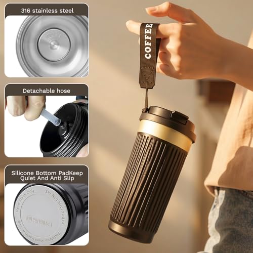 Image of Vacuum Insulated Stainless Steel Travel Coffee Mug,Leak Proof Cup with Lid