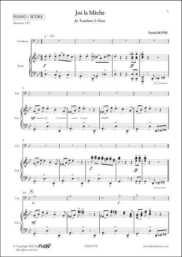 PARTITION CLASSIQUE - Joe la Mèche - P. BOYER - Trombone & Piano