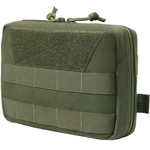 OneTigris MOLLE Pouch Tactical Admin Pouch Belt EDC Tool Organizer Zippered Utility Waist Pack 7.5x5x2(Green)