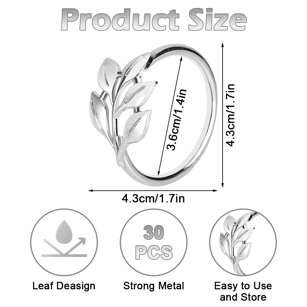 Silver Leaf Napkin Rings Set - Image 2
