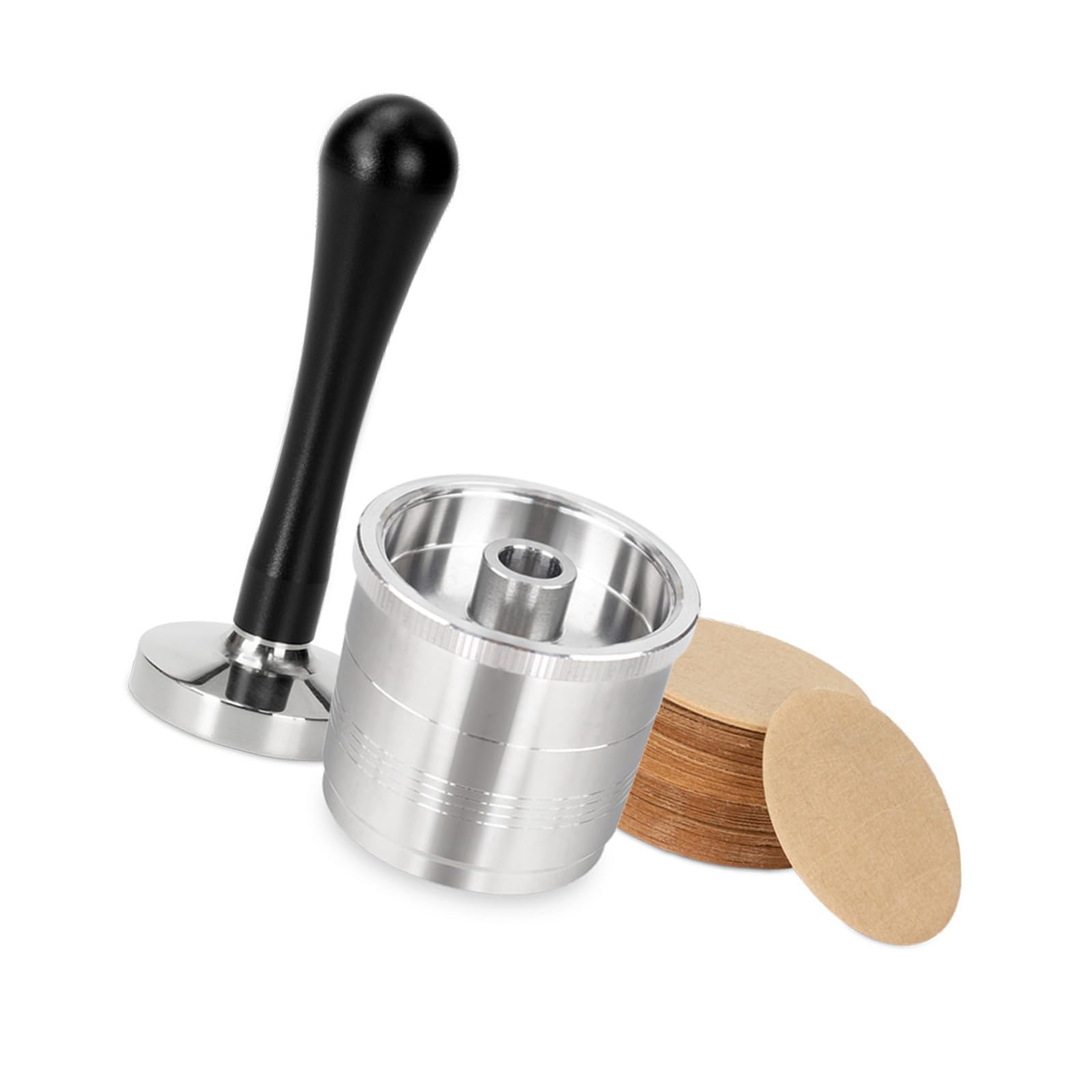 Elnwnnkc Multifuntional Powder Tamper Coffee Pods Brewing Tamping Tool Stainless Steel Texture for Coffee Enthusiasts Brewing Paper Filter