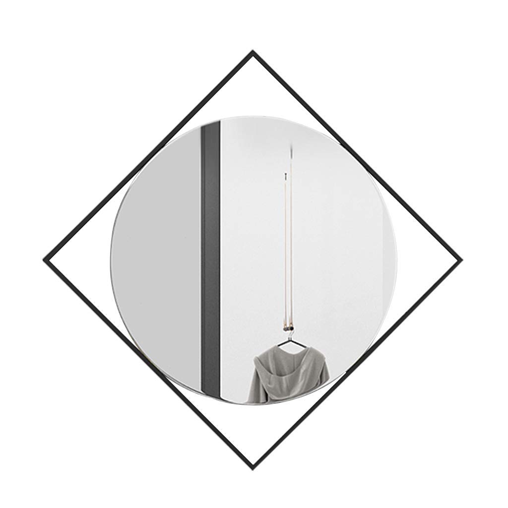 TYUHDUYUR Simple Metal Framed Round Hanging Mirror Cosmetic Makeup Wall Mirror Portable Creative Decorative for Living Room Bathroom Hallway Multiple Sizes (60CM)