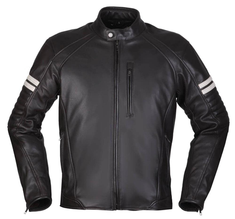 Modeka Herren Motorrad Lederjacke August 75, schwarz-weiß, S