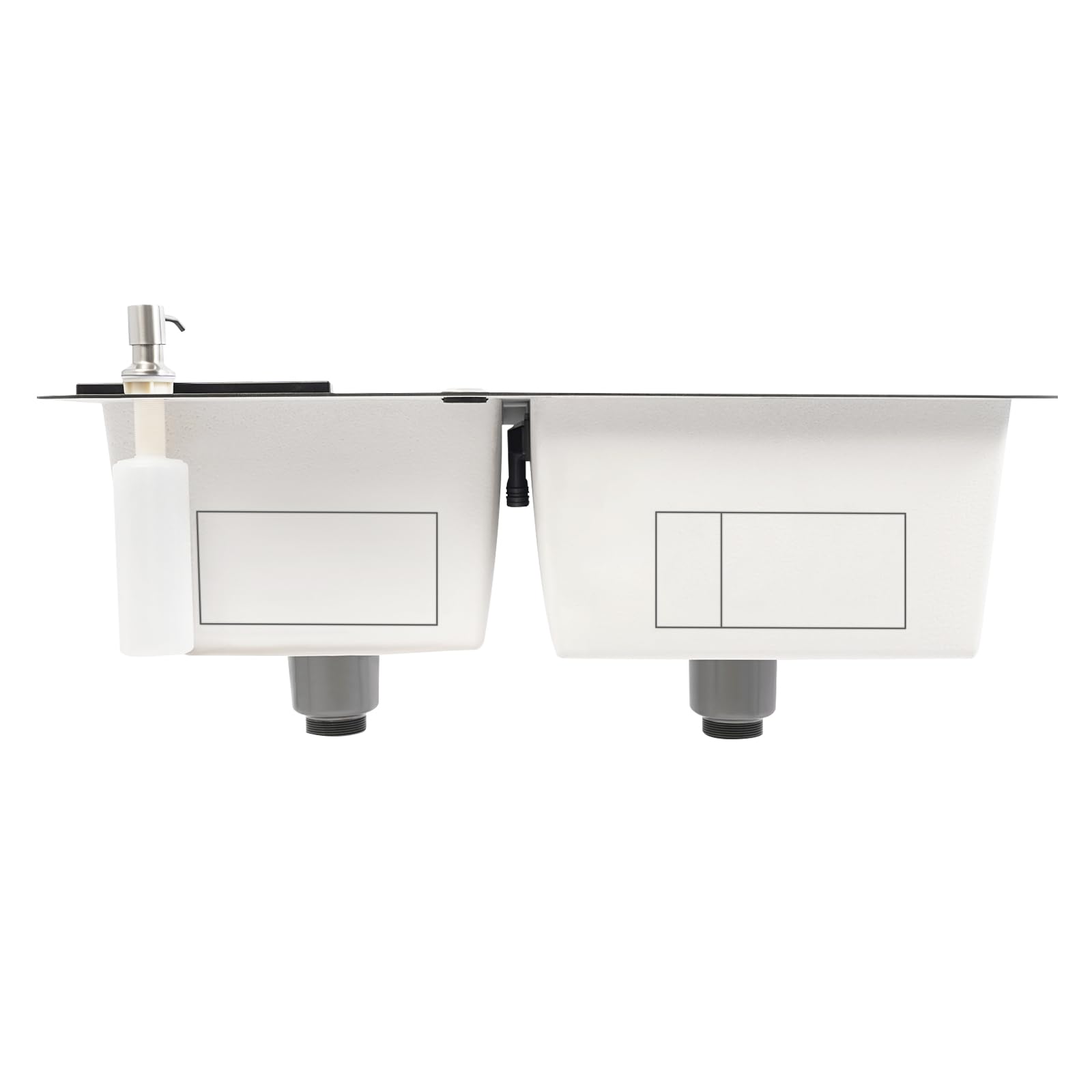 Lavello da incasso in acciaio inox, 2 vasche da incasso, rettangolare, con scolapiatti, doppio lavello da cucina, per bar, balconi e cucine