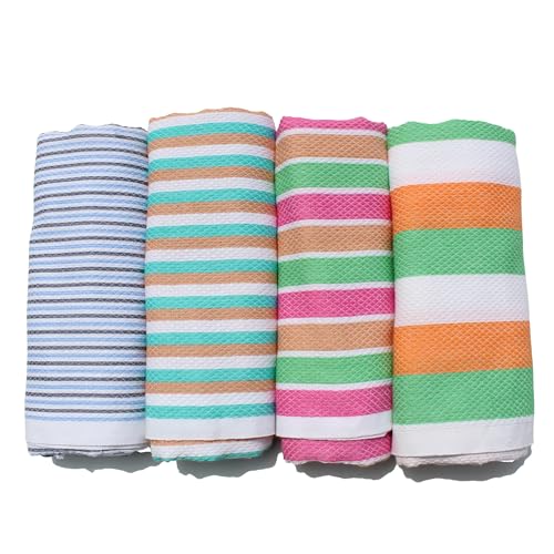 Image of Bathing Towel|Cotton Bath Towels for Men|Cotton Towels for Women|Light Weight Travel Friendly Quick Dry Good Absorbent Tauliya|Kerala thorthu|Bath Towel Set Pack of 4 for Family