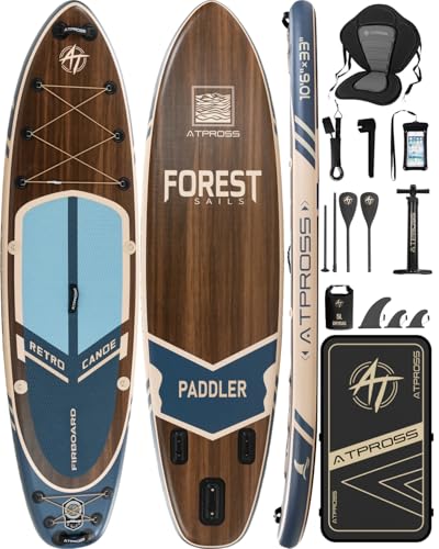 Image of 10'6''x33''Inflatable Stand Up Paddle Board, 400lbs Extra Wide Stand Up Paddleboard with Kayak Seat, Anti-Slip EVA Deck Premium SUP Accessories Kit, Non-Slip Stable Deck Boat