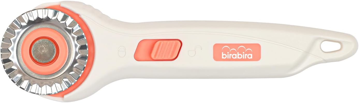 Bira 45mm Rotary Cutter, Straight Cut, Premium Steel Stick Fabric Cutter Cuts Through Multiple Layers, Sewing and Quilting Tools (Dotted Line Replacement Blades)