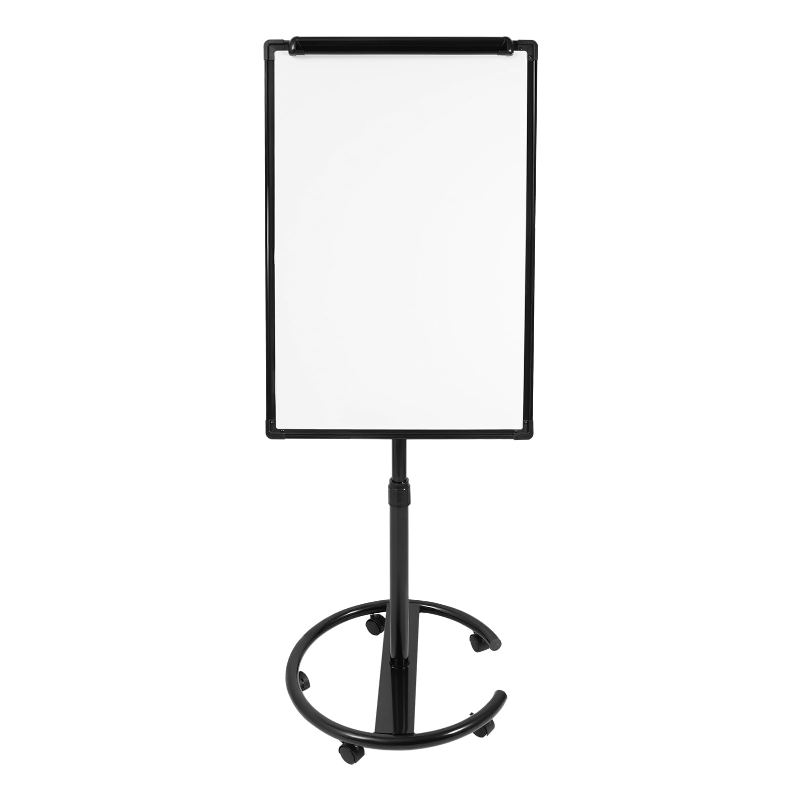 Höhenverstellbar Mobiles Whiteboard Einseitige Magnetisches Whiteboard mit Ständer 90x60cm Tragbares Staffelei Flipchart Ständer Rollendes Trockenlöschbrett mit 5 Universalräder (Schwarz)