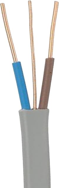 Primes DIY Electric Socket wire cable 1.5mm Twin and Earth Flat Grey PVC Lighting Electric Cable 6242Y electrical Wire BASEC Approved (10 Meter)