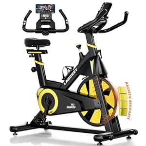 LABGREY Hometrainer, indoor fiets, hometrainer, hometrainer, hometrainer, hometrainer met hartslagsensor en comfortabel zitkussen, stille fitnessfiets voor thuis cardiotraining