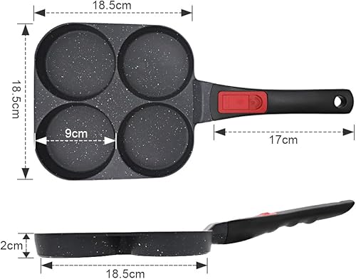 Miniatura 6 de RANXINGST Sartén para huevos de inducción, sartén antiadherente para panqueques de 4 tazas con mango desmontable, sartén para hamburguesas, sartén