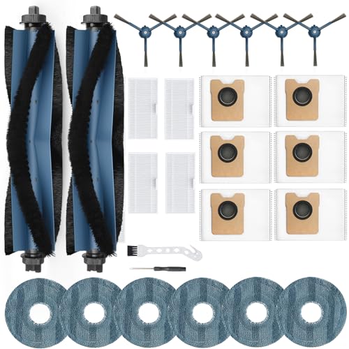 Bluearks 23-in-1 Replacement Parts Kit for Eufy RoboVac C20 Omni Includes 2 Roller Brushes 4 HEPA Filters 6 Mop Pads 6 Side Brushes 6 Dust Bags Cleaning Tool & Screwdriver