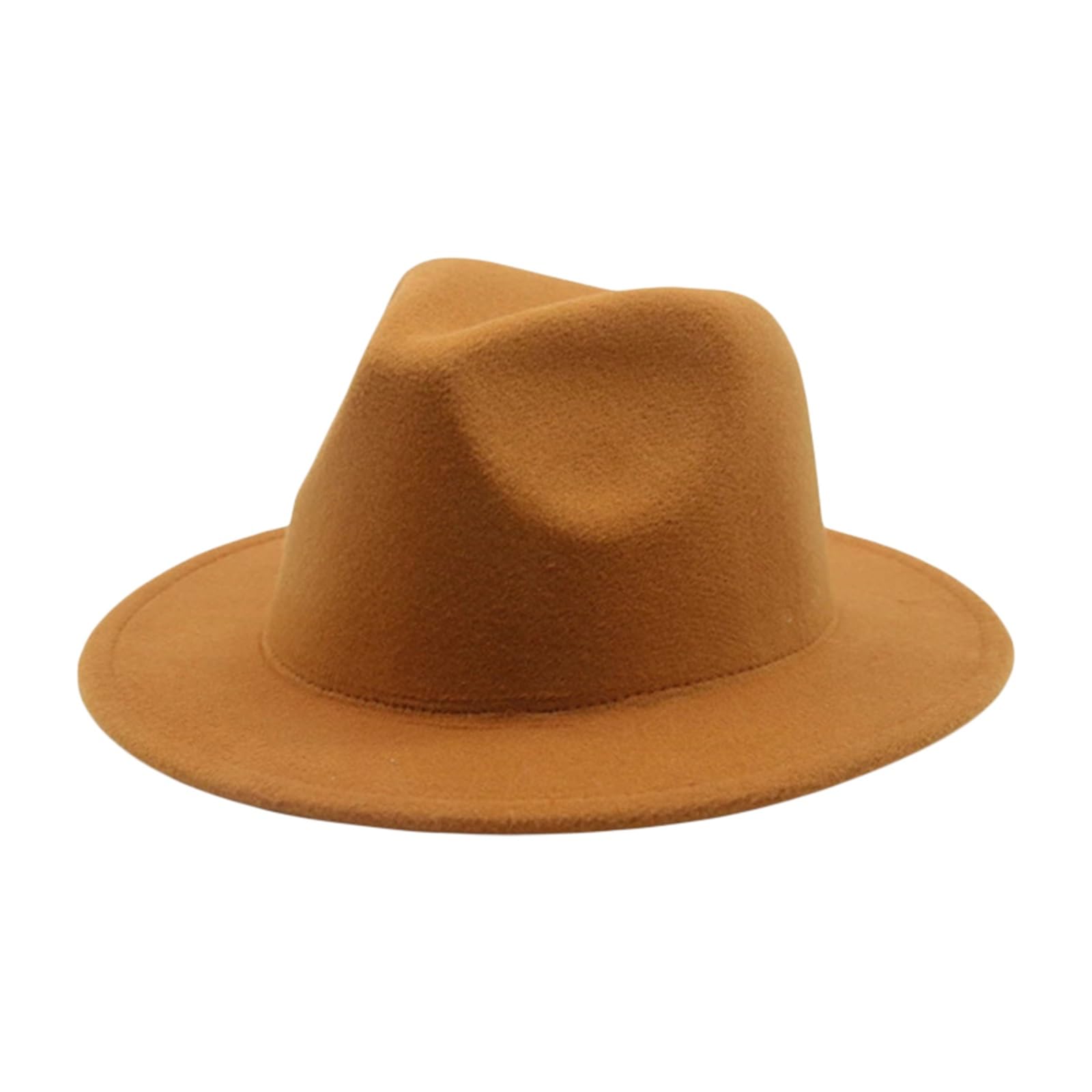 Unisex Kids Fedora Hat Children Jazz Hats Classic Wide Brim Panama Dress Hat for Boys Girls Holiday Party Accessories (Bright Yellow, 4-10 Years)