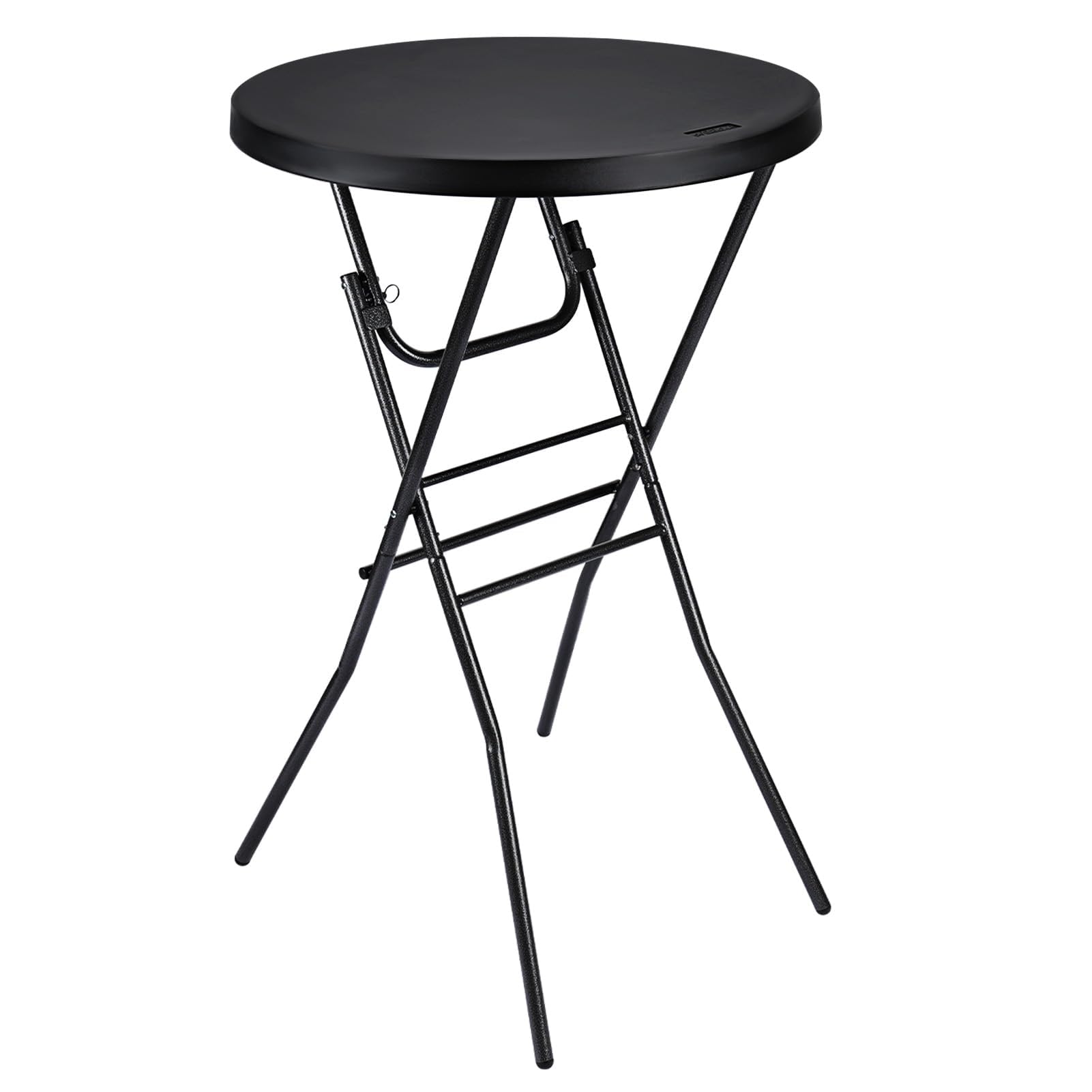 Byliable Round Folding Bar Table Ø70 x 110 cm, Heavy Duty Cocktail Bistro Table, Portable Indoor Outdoor Standing Table for Garden, Patio, BBQ, Wedding, Party, Black