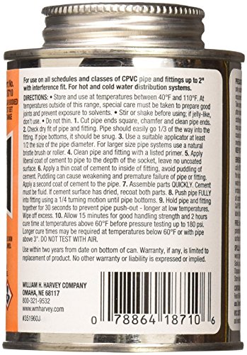 Harvey 018710-24 Fast-Set Regular Bodied Solvent Cement 8 Oz miniatura 2