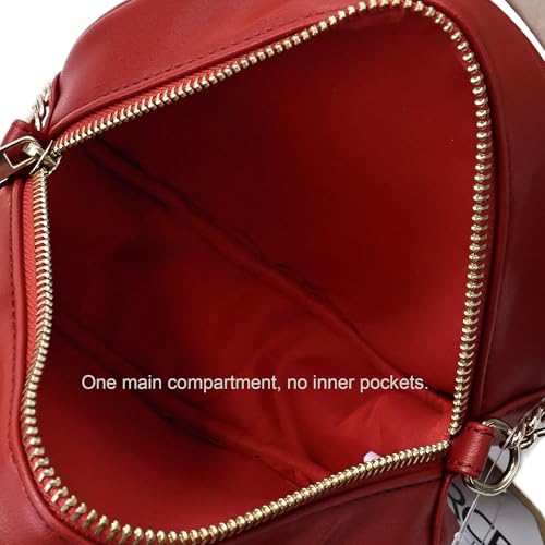 Image of Round Crossbody Bag for Women,PU Leather Shoulder Bag with Metal Chain Strap, Cellphone Purses with Zipper