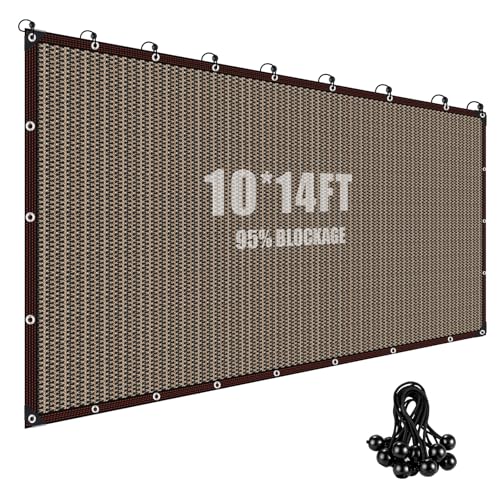 Fanfanwin 80% Sun Shade Cloth 10' x 14', Mocha Pergola Cover with Grommets