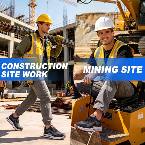 Image of LAoutun Steel Toe Shoes for Men Women Safety Work Shoes Indestructible Steel Toe Sneakers Lightweight Work Shoes Toe Shoes