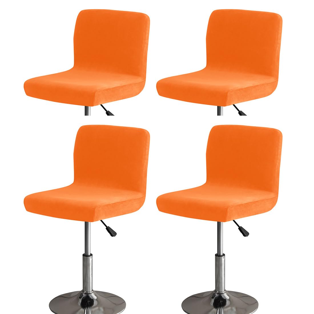 Bifaunvogel Bar Stools Cover with Back Velvet Barstools Slipcovers Stretch Counter Height Bar Stool Covers Protector Square Swivel Barstool Covers for Kitchen Bar Set of 4 Orange