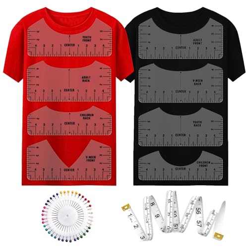10 Guías de Regla de Camiseta,Kucheed Guía de Regla de Camiseta para Vinilo y Sublimación,Juego de Herramientas de Alineación de Camiseta para Hacer un Diseño de Centro,Adultos,Jóvenes,Niños,Pequeños