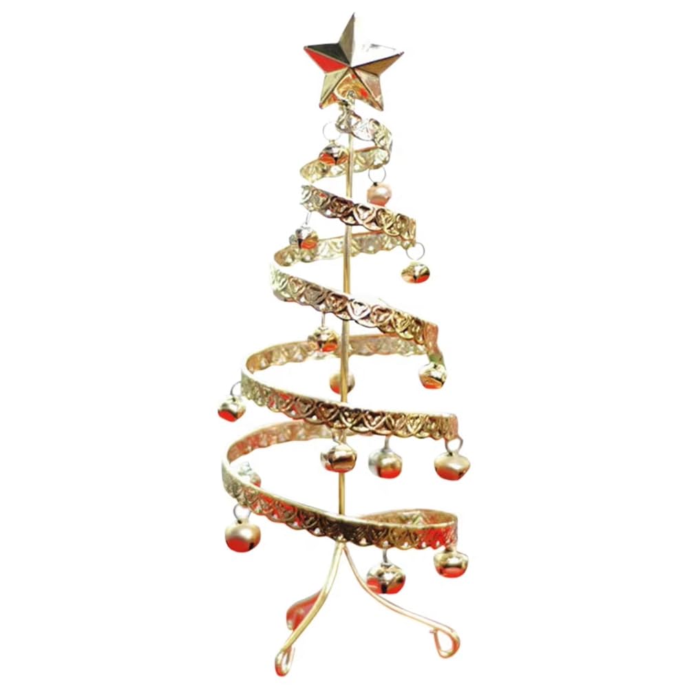 CTRLZS Iron craft bell mini Christmas tree desktop simulation Christmas tree display Christmas decorations Gold