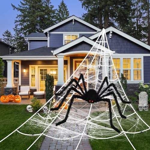 Toile d'araignée d'Halloween géante déco maison hantée et horreur extérieure - 4