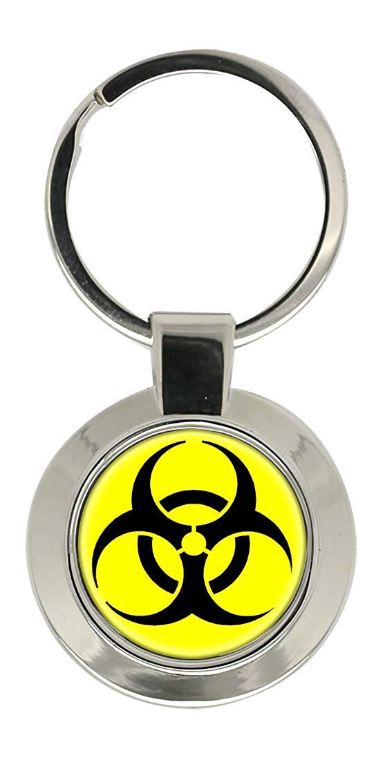 Giftshop Uk Unisex Silver Coloured Metal Biohazard Symbol Key Ring