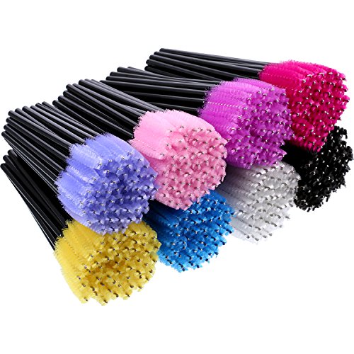 eBoot 400 Pieces Multicolored Disposable Mascara Wands Eyelash Brush Makeup Applicators Cosmetic Kit, 8 Colors