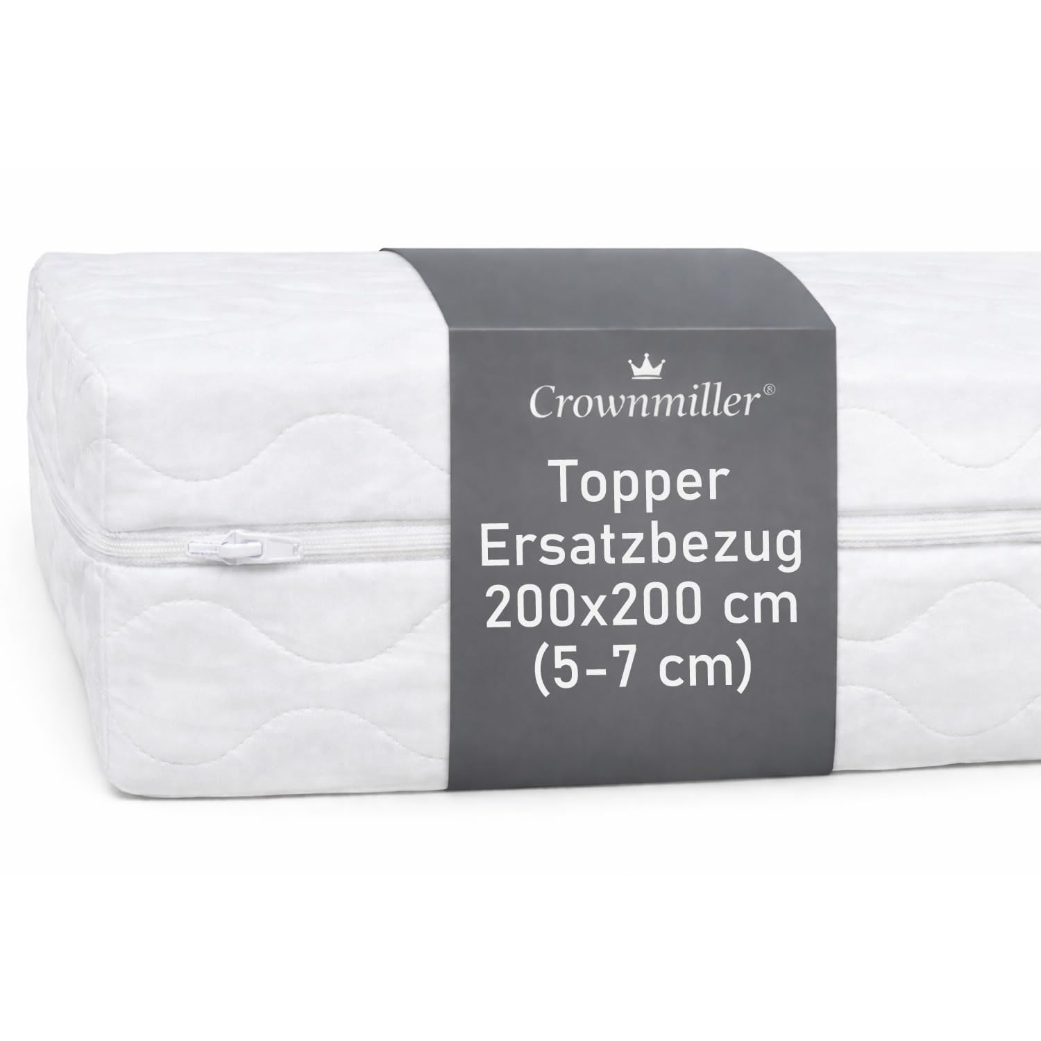 Topperbezug 200x200 cm für Topper Von 5-7cm, Microfaser, 60°C waschbar, 3-seitiger Reißverschluss, OEKOTex, Topperersatzbezug
