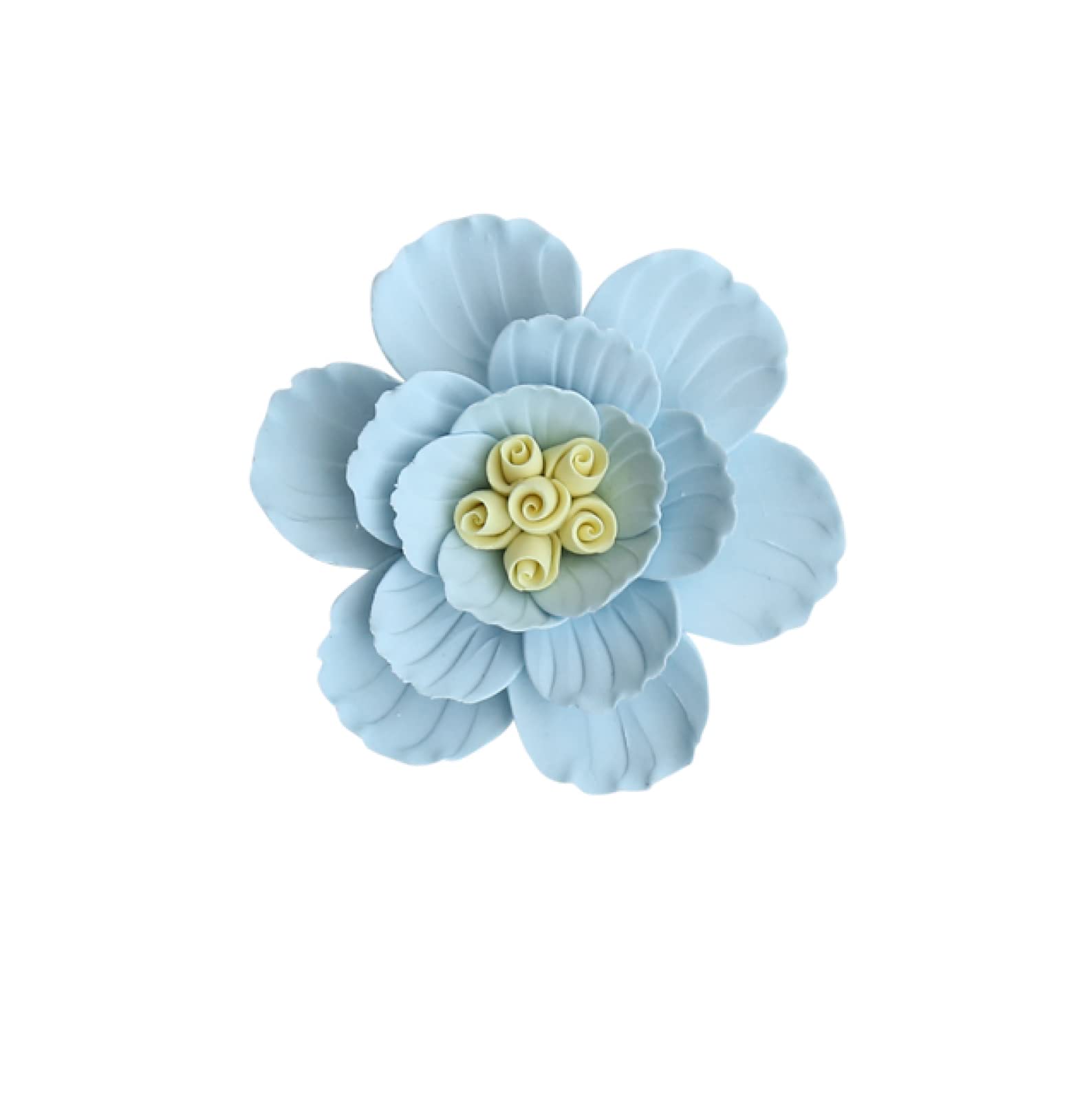KJOLWHCQ Elegant Ceramic Flower Blue Rose Peony Flower Handcrafted Sculpture 3D Wall Art Decor Home Living Room Office Wedding Gift