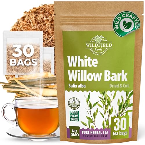 Image of 30 Bags White Willow Bark Herbal Tea (Salix Alba) - 30 Count 1.5g Bags Dried White Willow Bark Herb Tea