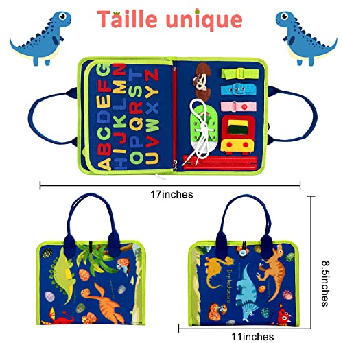 Oderra Busy Board Jouet Educatif pour Apprendre Motricité Fine, Jeux Planche Portable pour Enfants Tableau Activités Montessori 3 4 ans, Bebe, bleu