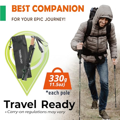image for TREKOLOGY Trek-Z Cork Grip Trekking Poles – Lightweight Folding Hiki