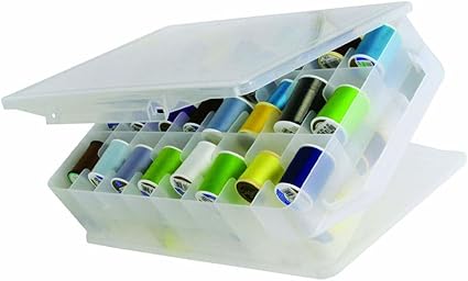 Amazon.com: Double-Sided Sewing Organizer Box with 46 Grids - Clear ...