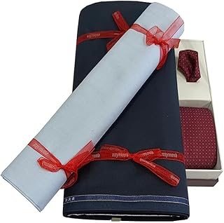 Raymond Fabrics Raymond Men's Unstitched 3.25 Meters Suiting Length Set with Tie, Pocket Square and Shirt Piece (All Weather Fabric,Attractive Box)