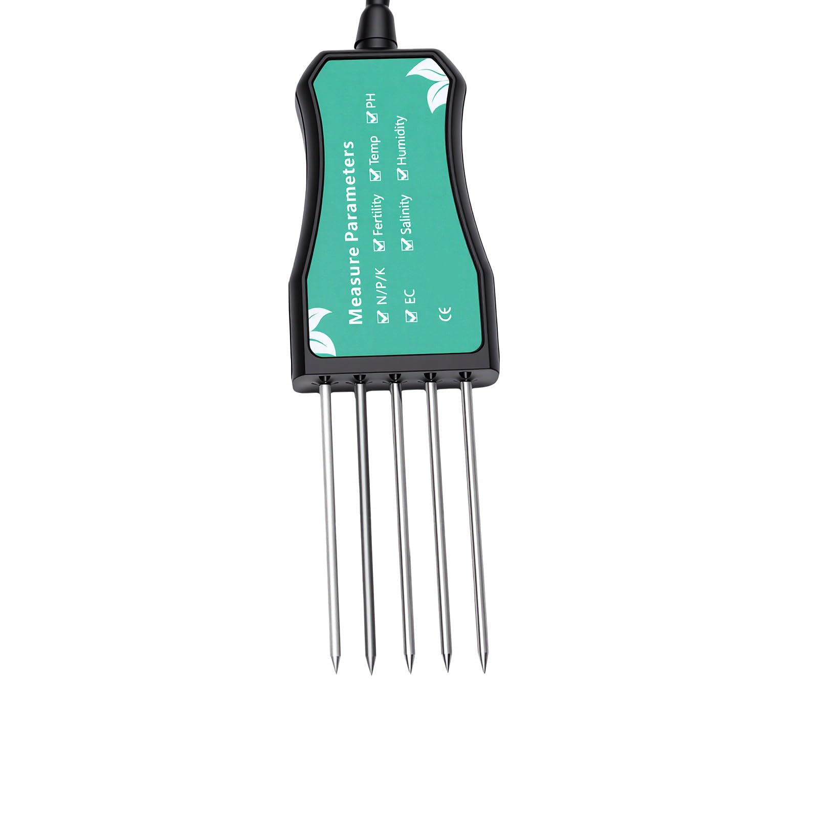 Medidor de Suelo 9 en 1 con Pantalla LCD para el Cuidado | Sonda de Acero Inoxidable que Mide Temperatura, PH, EC, N, P, K, Fertilidad y Salinidad para Jardín, Césped, Cultivo