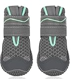 Gimars Hundeschuhe für Haustiere, atmungsaktive Netz-Hundeschuhe mit reflektierenden Riemen, rutschfeste, robuste Sohle, Pfotenschutz für den Sommer, heißer Gehweg, Spazierengehen, 4 Stück, Schwarz