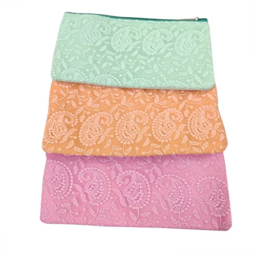 Image of DMS RETAIL Embroidered Chikankari Lucknowi Clutch Purse For Women Return Gift Favour Shagun Purse For Ladies Pack Of