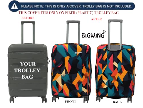 Image of BIGWING Protective Luggage Cover in Polyester Fabric with Abstract Print Multicolour | 28' Inch 75 cm Large Size | Hard Luggage (Fiber) Trolley Bag Cover
