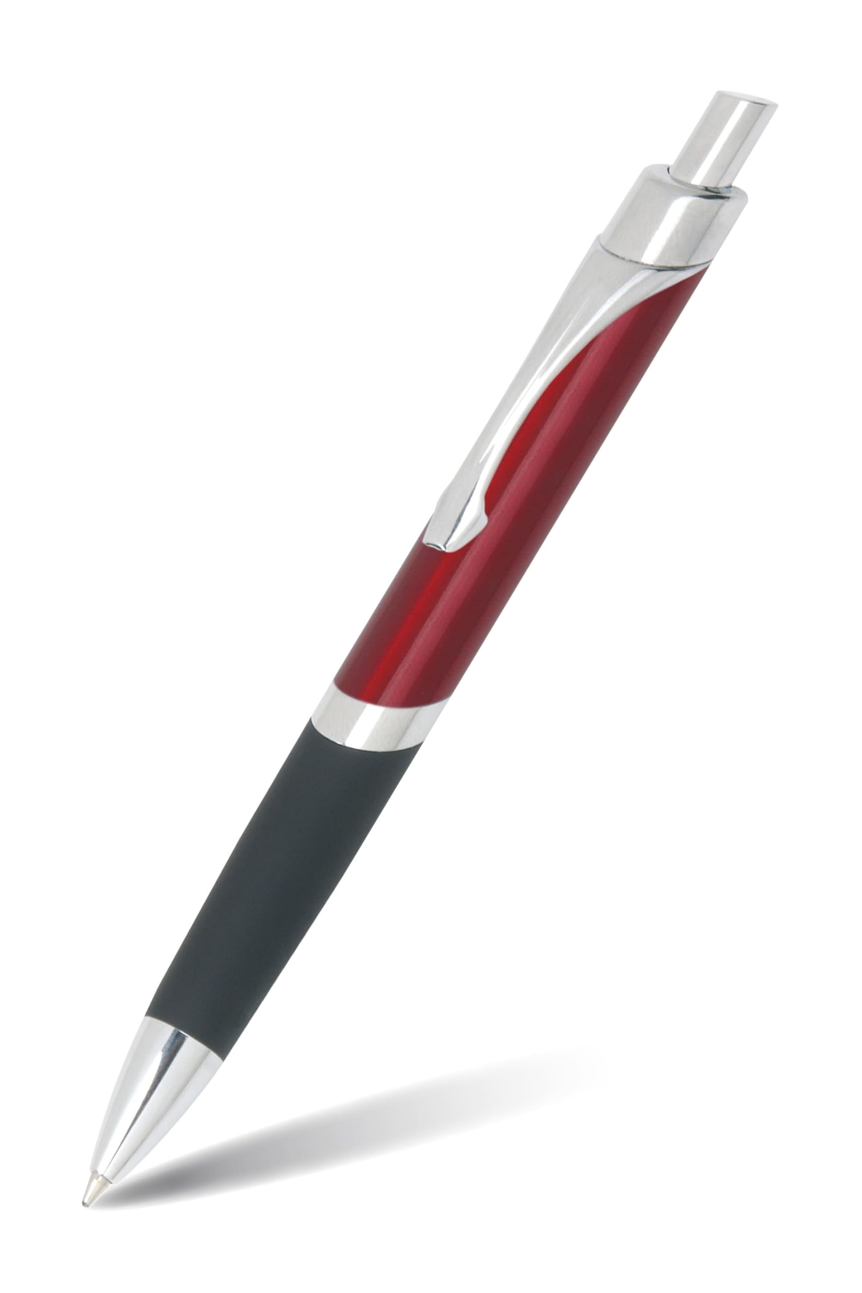 Online Ballpoint Pen Sporty Red, Biro, Retractable Ball Pen Made Of Aluminum, Replaceable Refill, Blue Writing Color