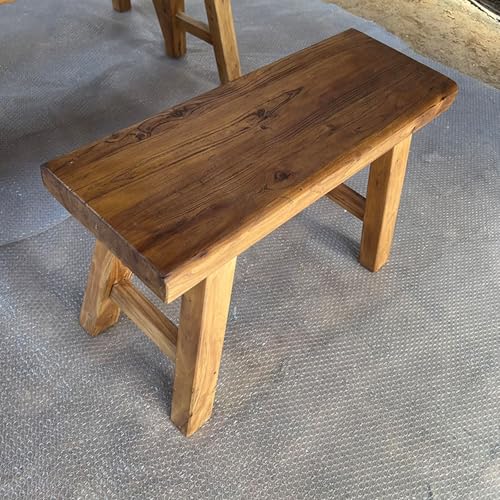Banco de madera maciza retro y taburete bajo doble para comedor 2