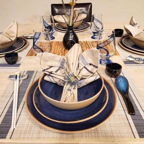 Image of TIED RIBBONS Placemats Set of 6 for Dining Table Kitchen Place Mats Washable Wipeable Non-Slip Indoor Outdoor (PVC, Multi, 30 cm x 45 cm)